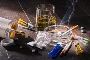 Multiple Drugs used by addict / addiction to multiple substances - Polysubstance Abuse concept image