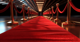 Closeup of a red carpet.